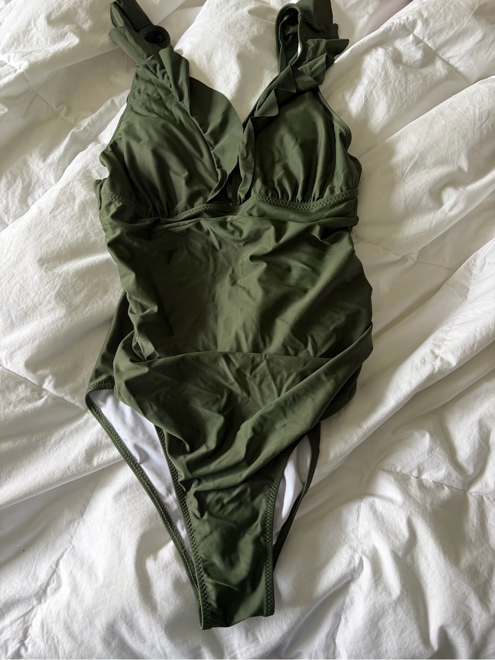 Cupshe Olive Green Ruffle Strap One-Piece Swimsuit